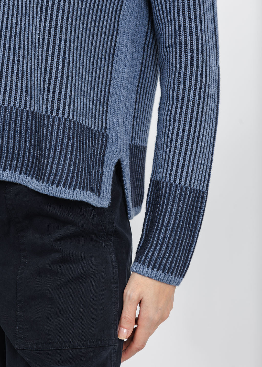 J Society Plaited Crew Sweater in Denim/Navy available at Barbara Katz