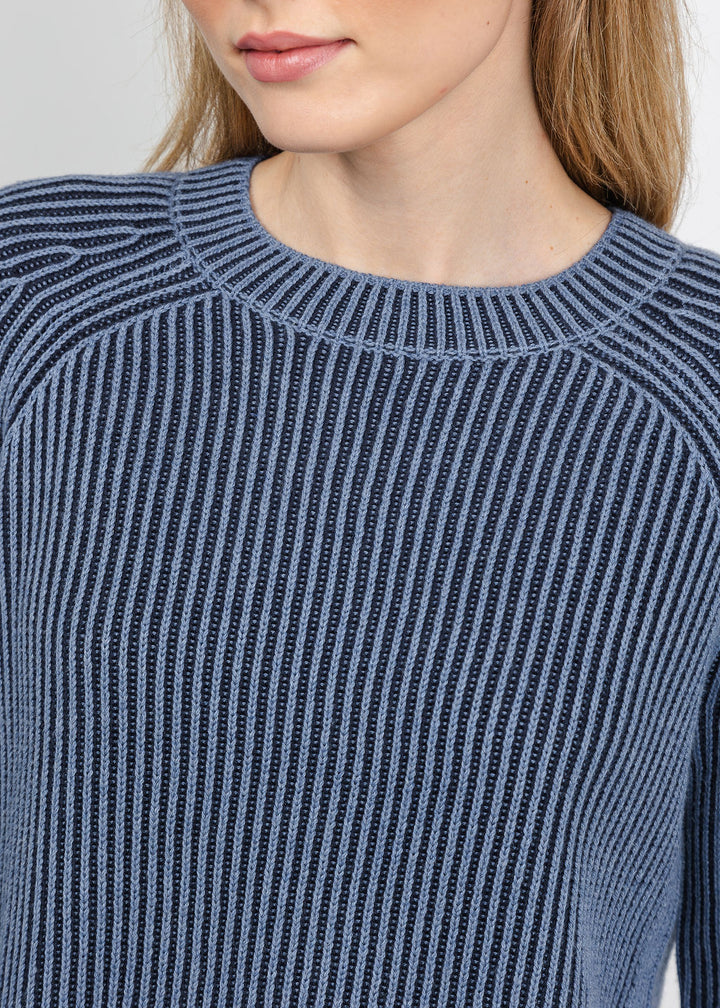 J Society Plaited Crew Sweater in Denim/Navy available at Barbara Katz