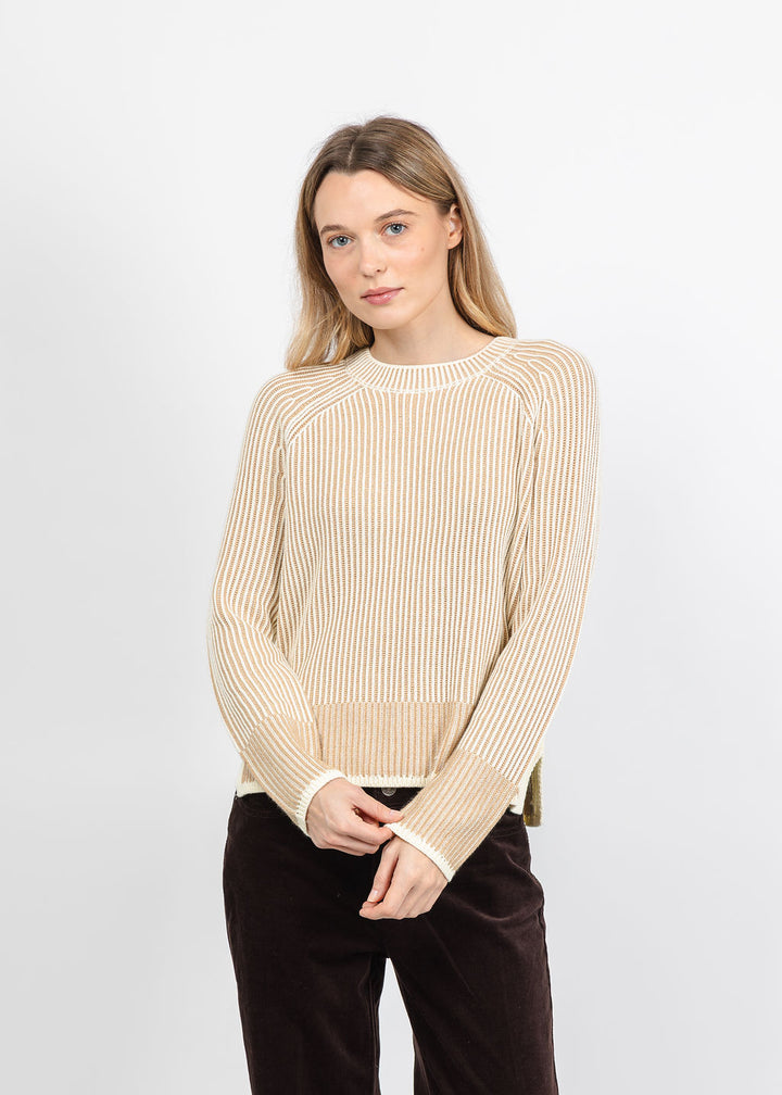 J Society Plaited Crew Sweater in Wheat/Ivory available at Barbara Katz