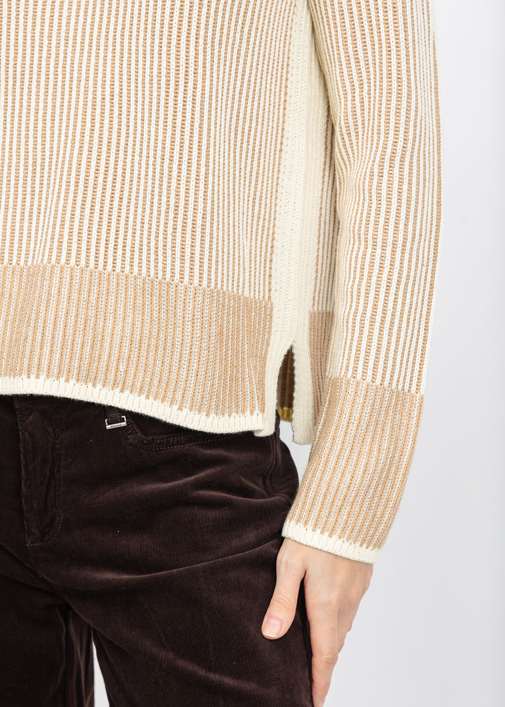 J Society Plaited Crew Sweater in Wheat/Ivory available at Barbara Katz