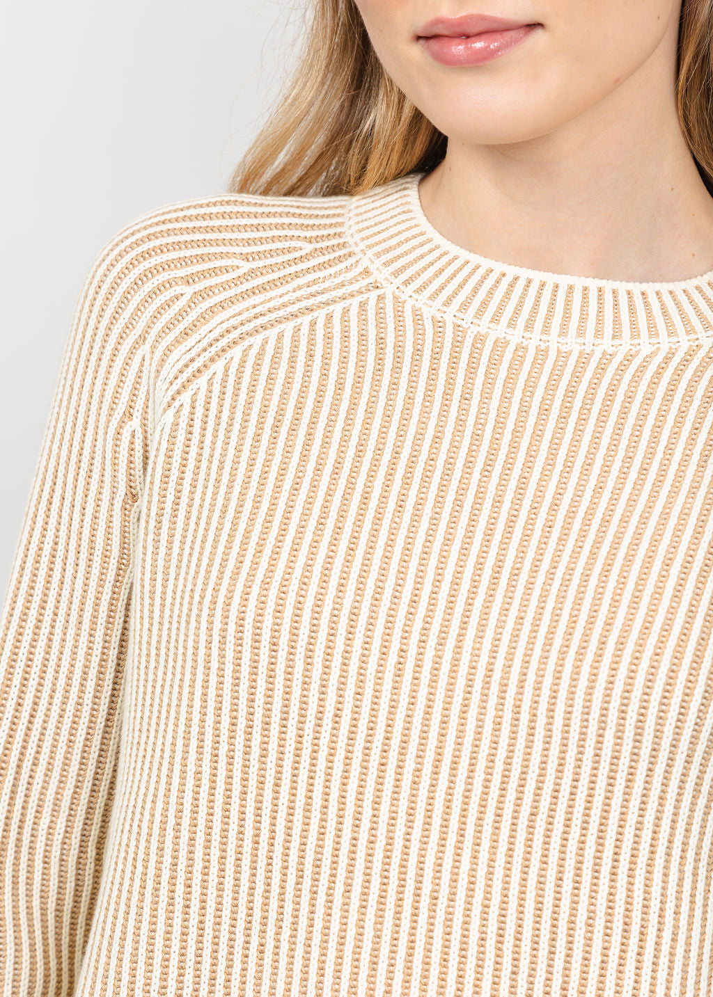 J Society Plaited Crew Sweater in Wheat/Ivory available at Barbara Katz