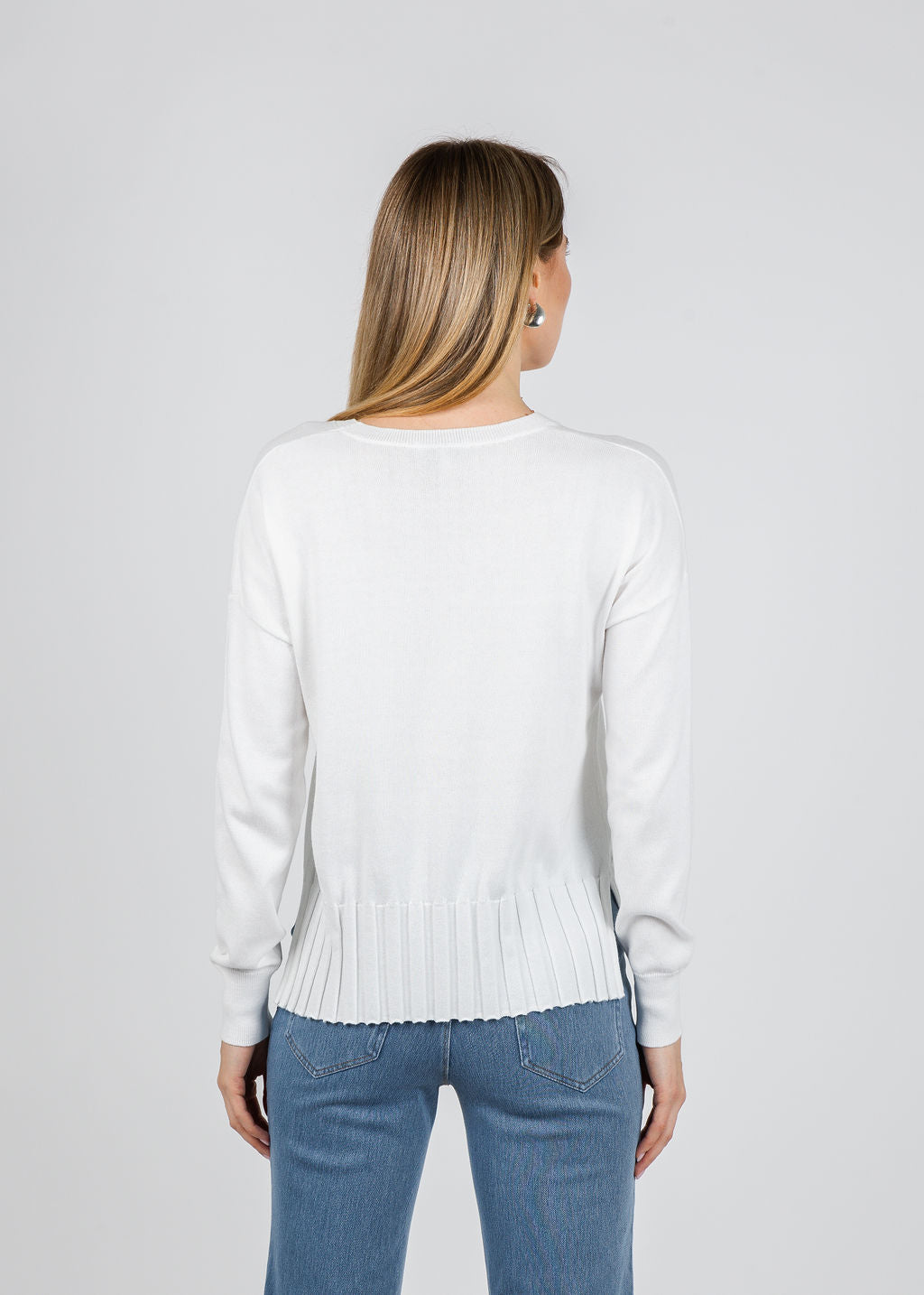 J Society Rib Bottom Crew Sweater in White available at Barbara Katz