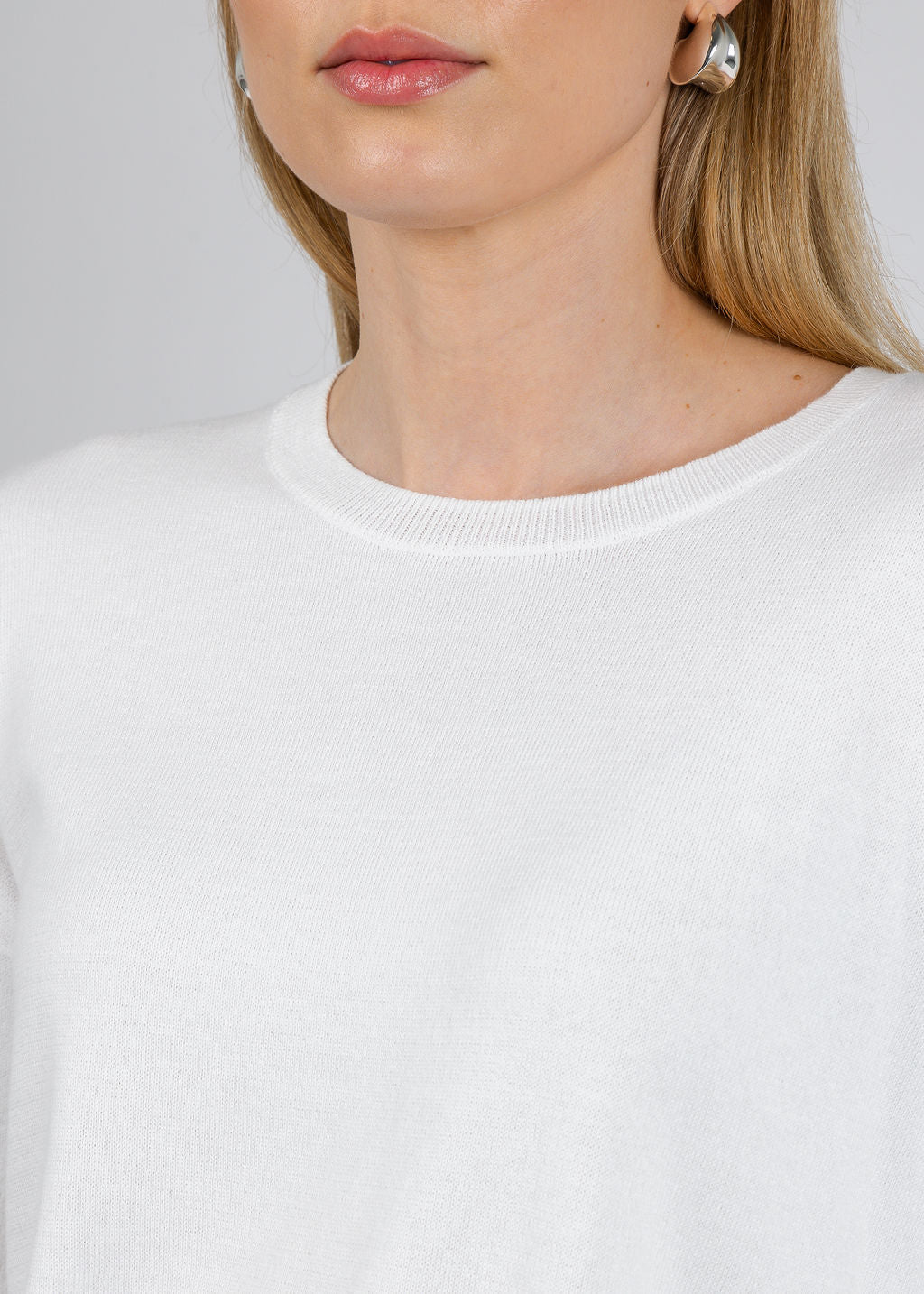 J Society Rib Bottom Crew Sweater in White available at Barbara Katz