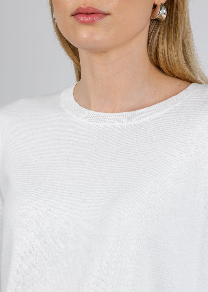 J Society Rib Bottom Crew Sweater in White available at Barbara Katz