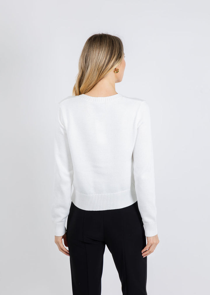 J Society Ronna Heart Button Cardigan in White available at Barbara Katz