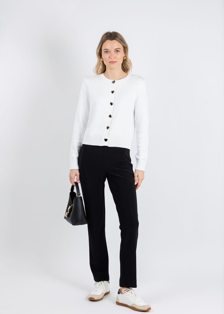 J Society Ronna Heart Button Cardigan in White available at Barbara Katz