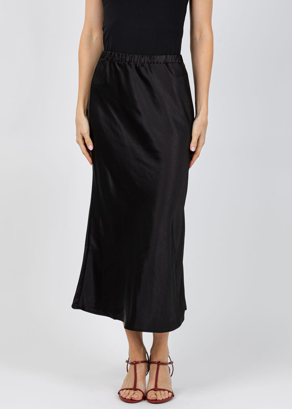 J Society Satin Long Skirt in Black available at Barbara Katz