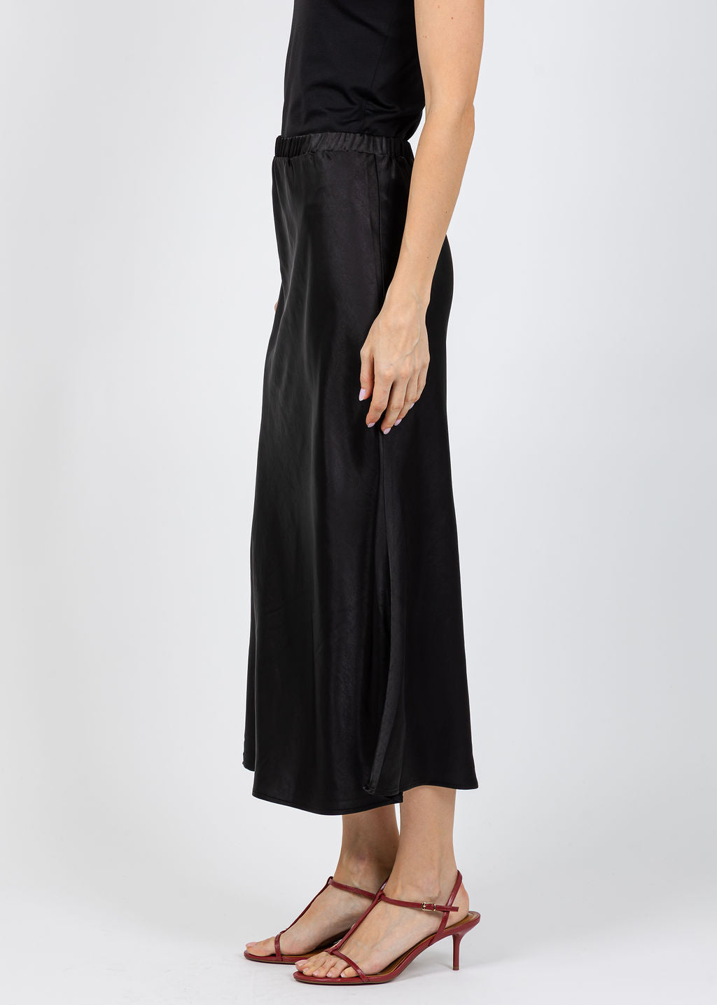 J Society Satin Long Skirt in Black available at Barbara Katz