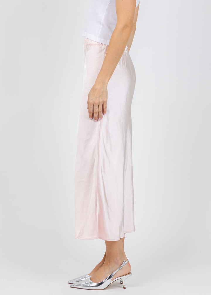 J Society Satin Long Skirt in Blush available at Barbara Katz