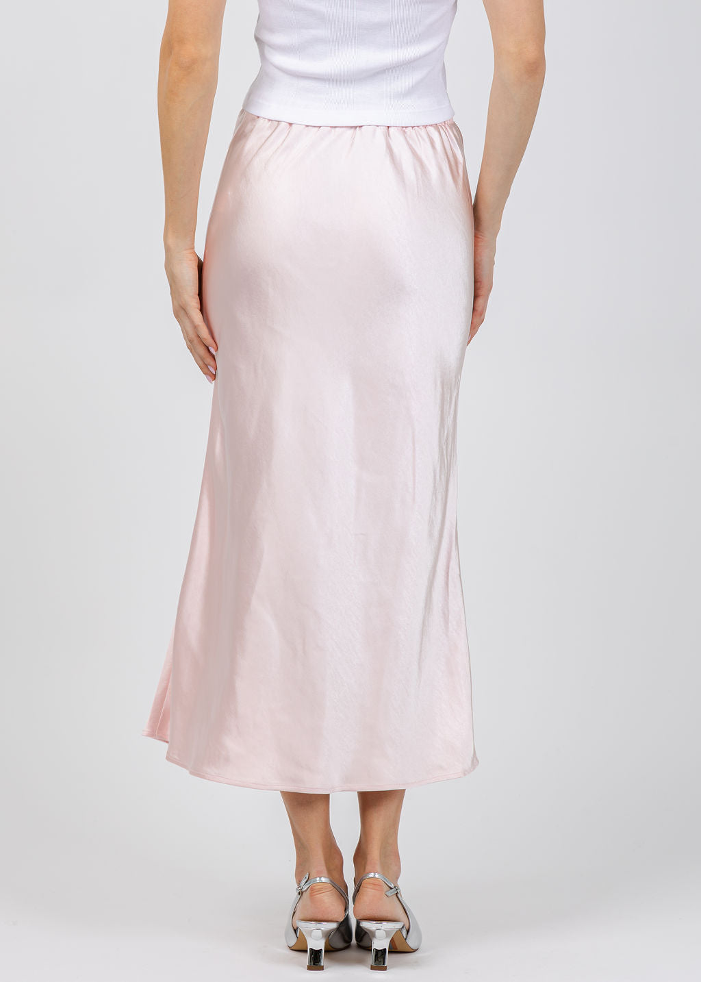 J Society Satin Long Skirt in Blush available at Barbara Katz