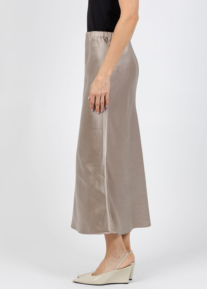 J Society Satin Long Skirt in Cappuccino available at Barbara Katz