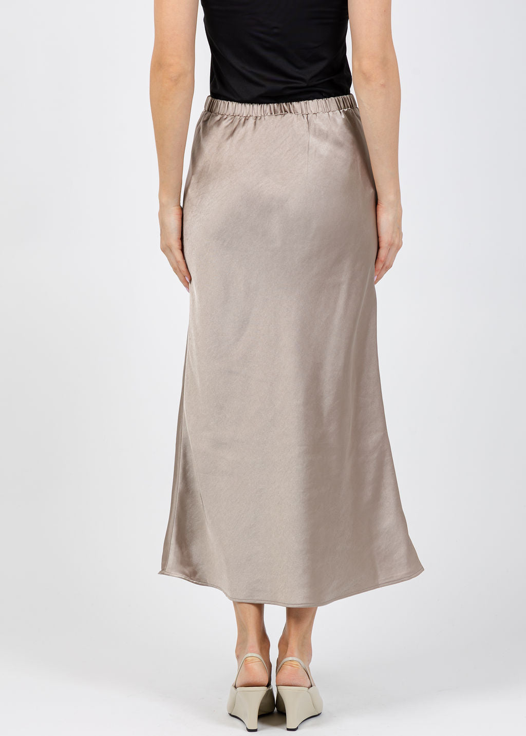 J Society Satin Long Skirt in Cappuccino available at Barbara Katz
