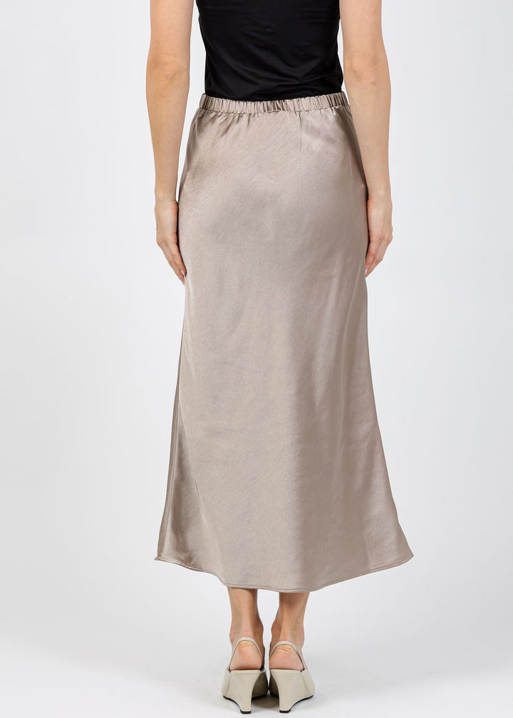 J Society Satin Long Skirt in Cappuccino available at Barbara Katz