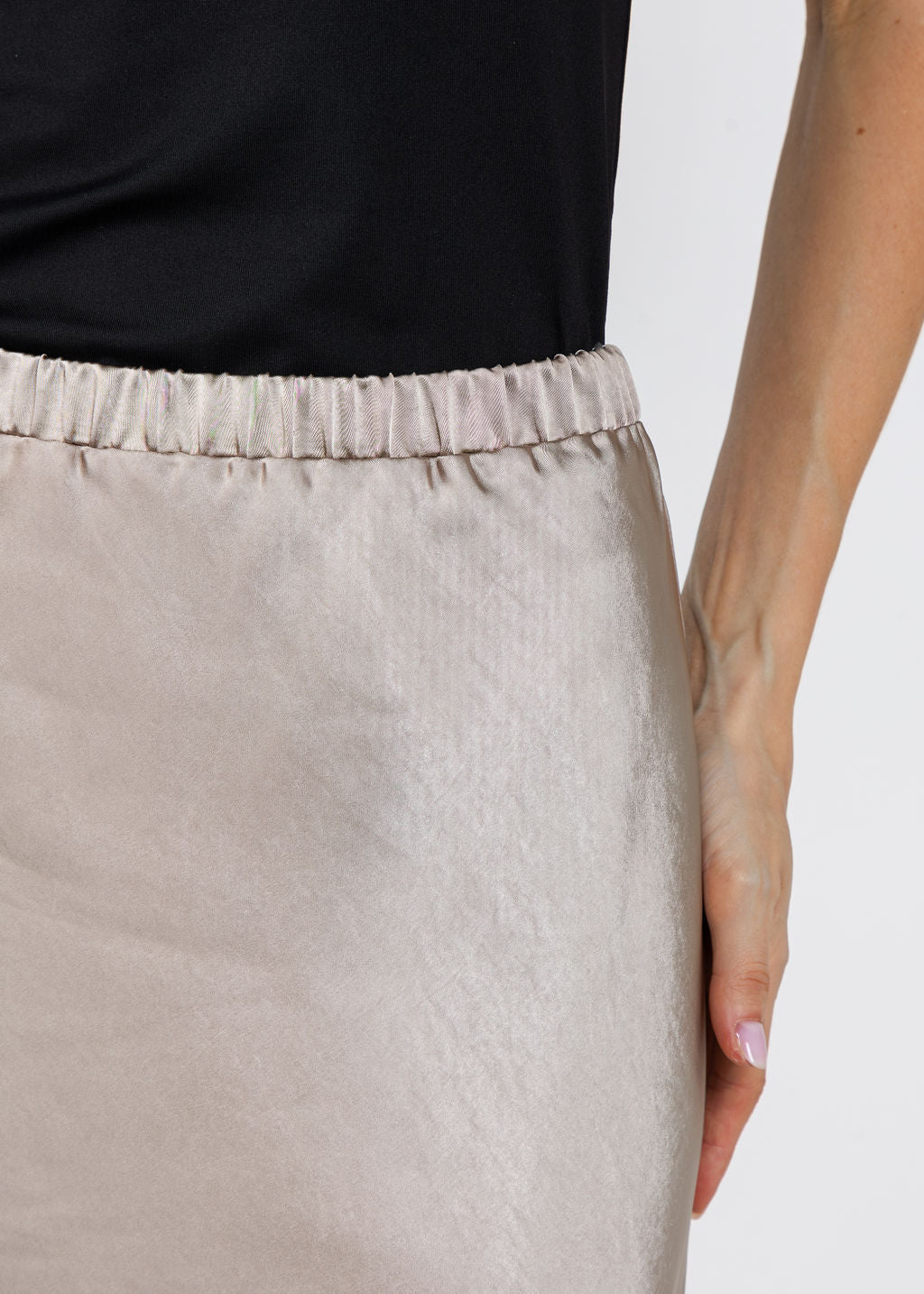 J Society Satin Long Skirt in Cappuccino available at Barbara Katz