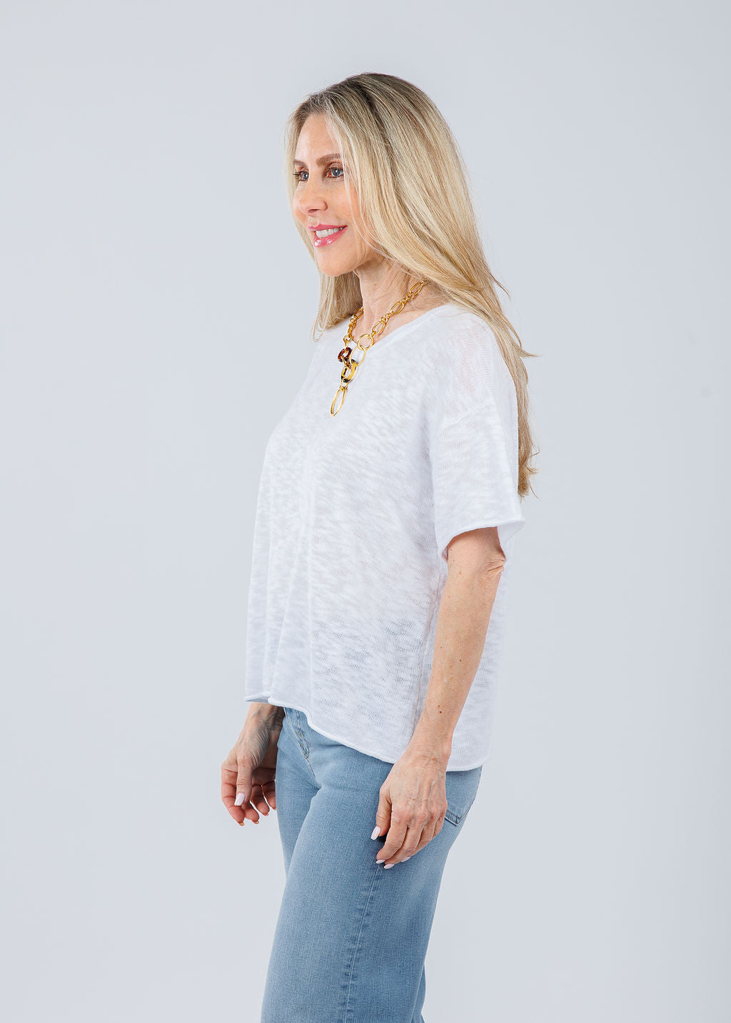 J Society Short Sleeve Boxy Tee in White available at Barbara Katz