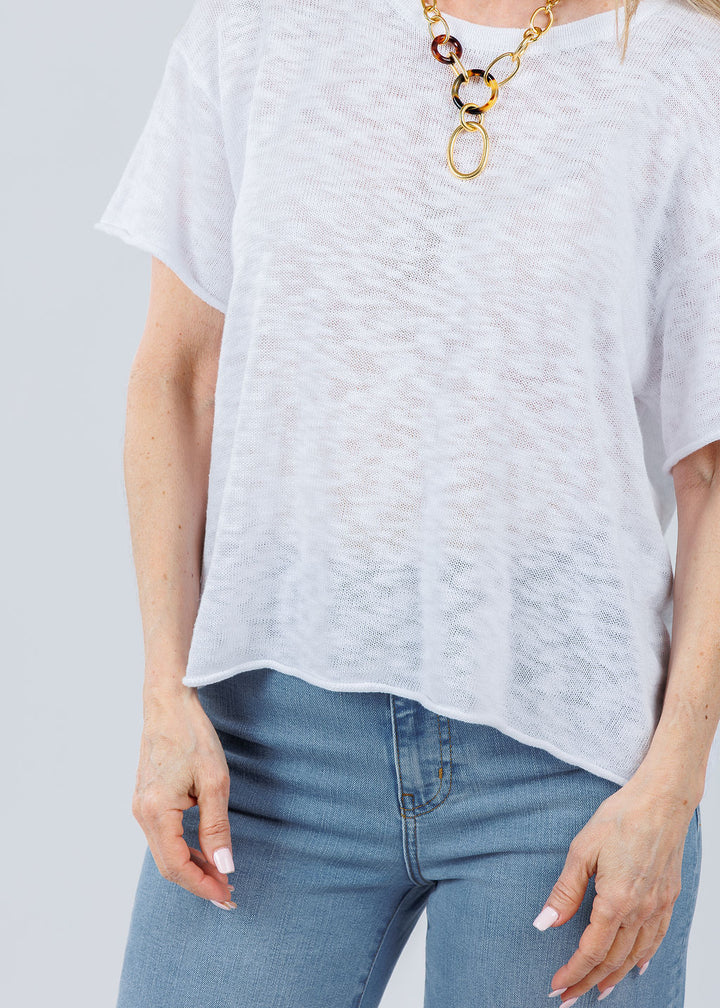 J Society Short Sleeve Boxy Tee in White available at Barbara Katz