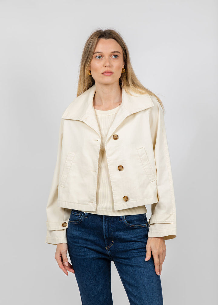 J Society Short Trench Coat in Ecru available at Barbara Katz