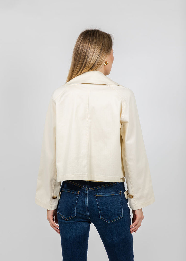 J Society Short Trench Coat in Ecru available at Barbara Katz