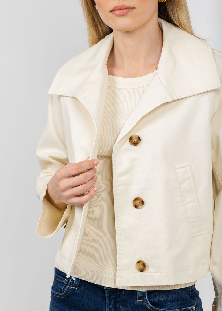 J Society Short Trench Coat in Ecru available at Barbara Katz