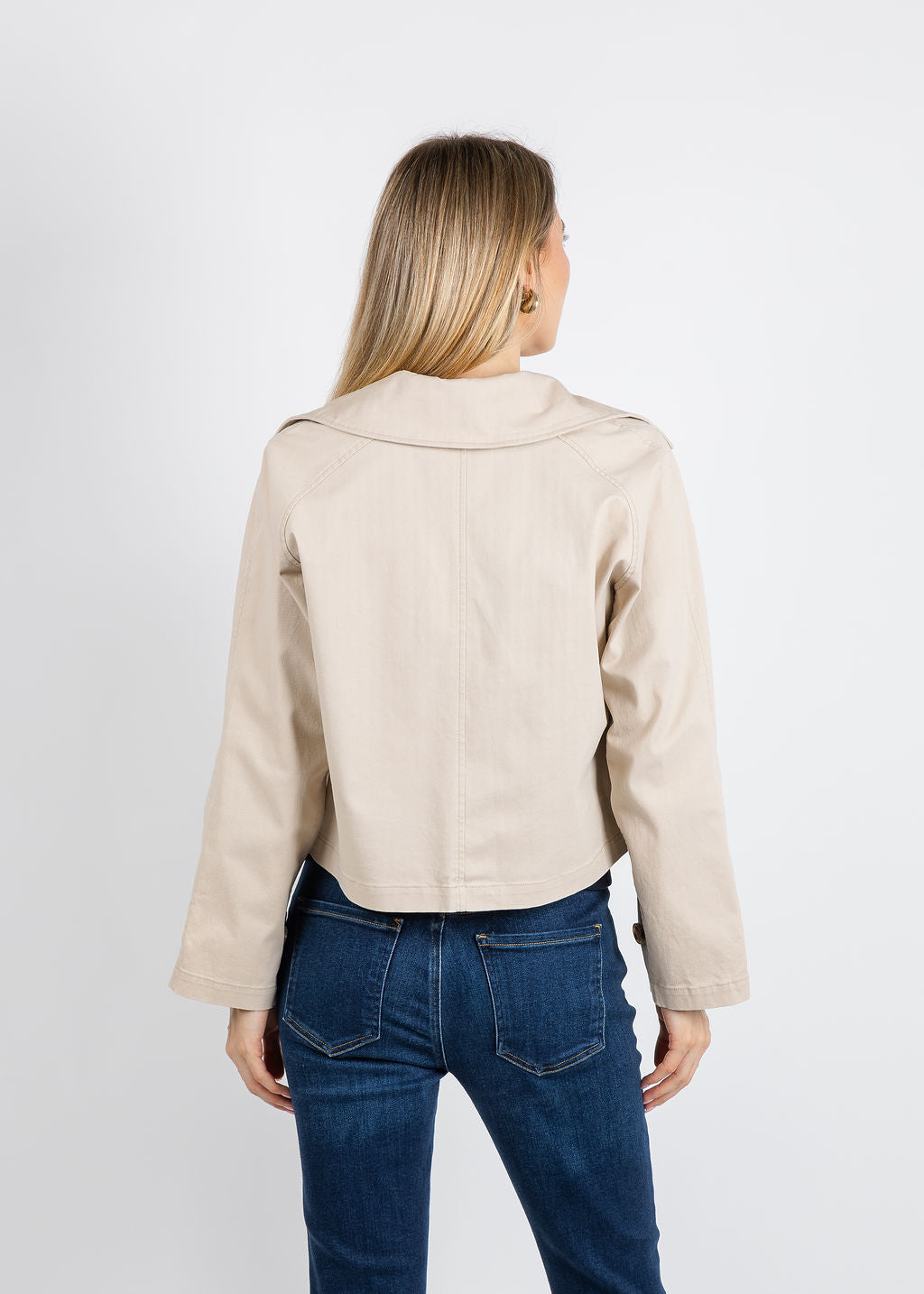 J Society Short Trench Coat in Khaki available at Barbara Katz