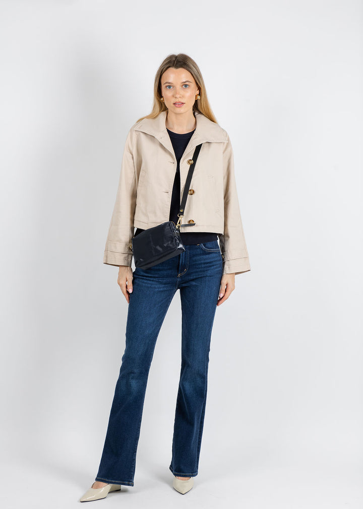 J Society Short Trench Coat in Khaki available at Barbara Katz