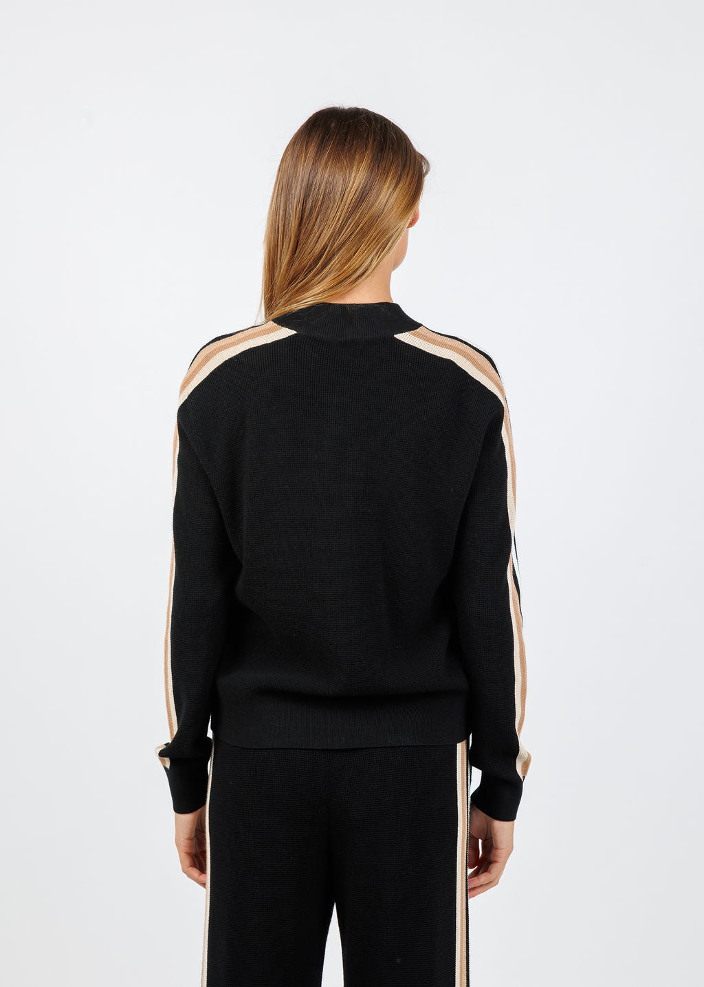 J Society Side Stripe Zip Up in Black available at Barbara Katz