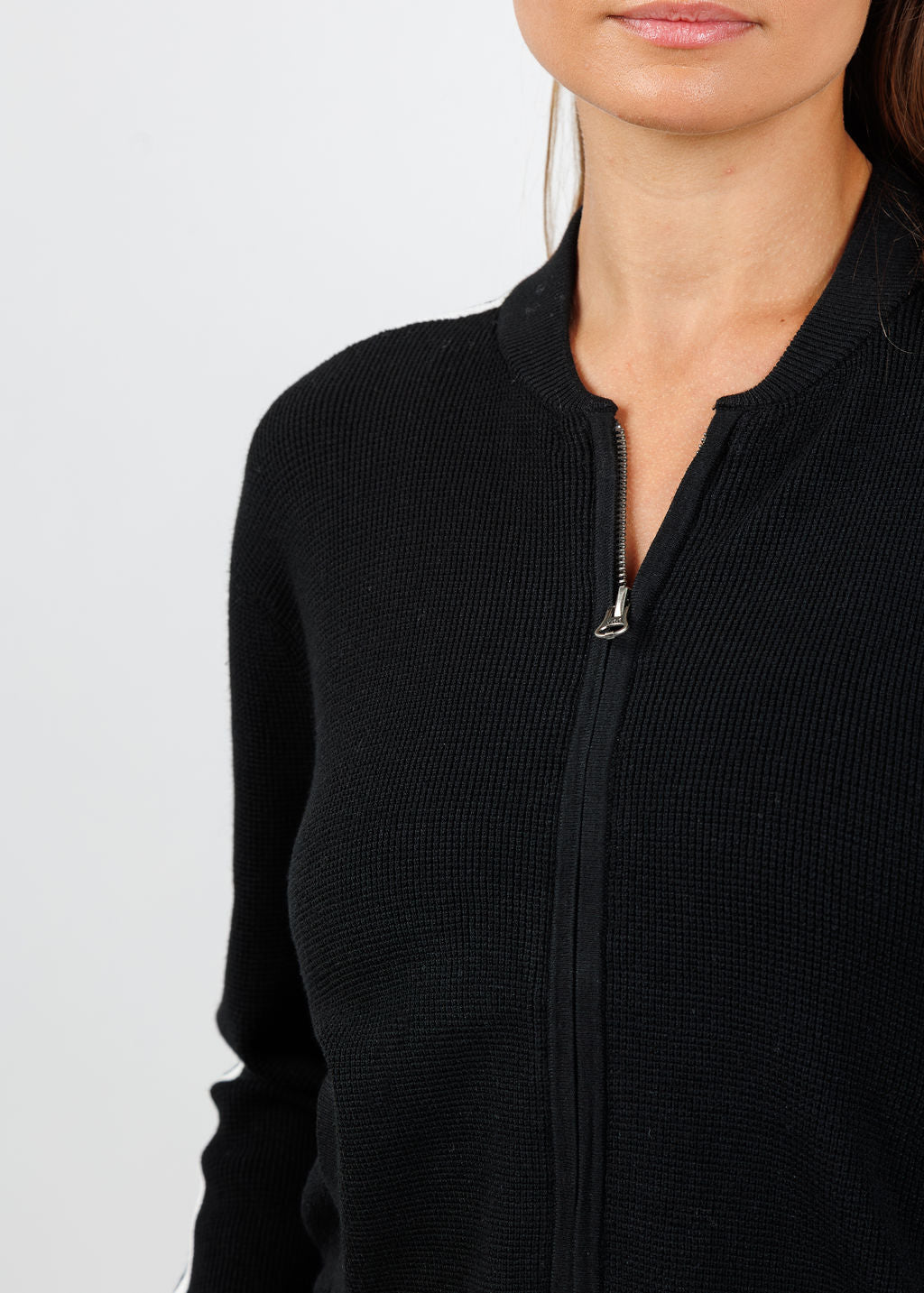 J Society Side Stripe Zip Up in Black available at Barbara Katz