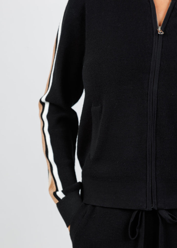 J Society Side Stripe Zip Up in Black available at Barbara Katz