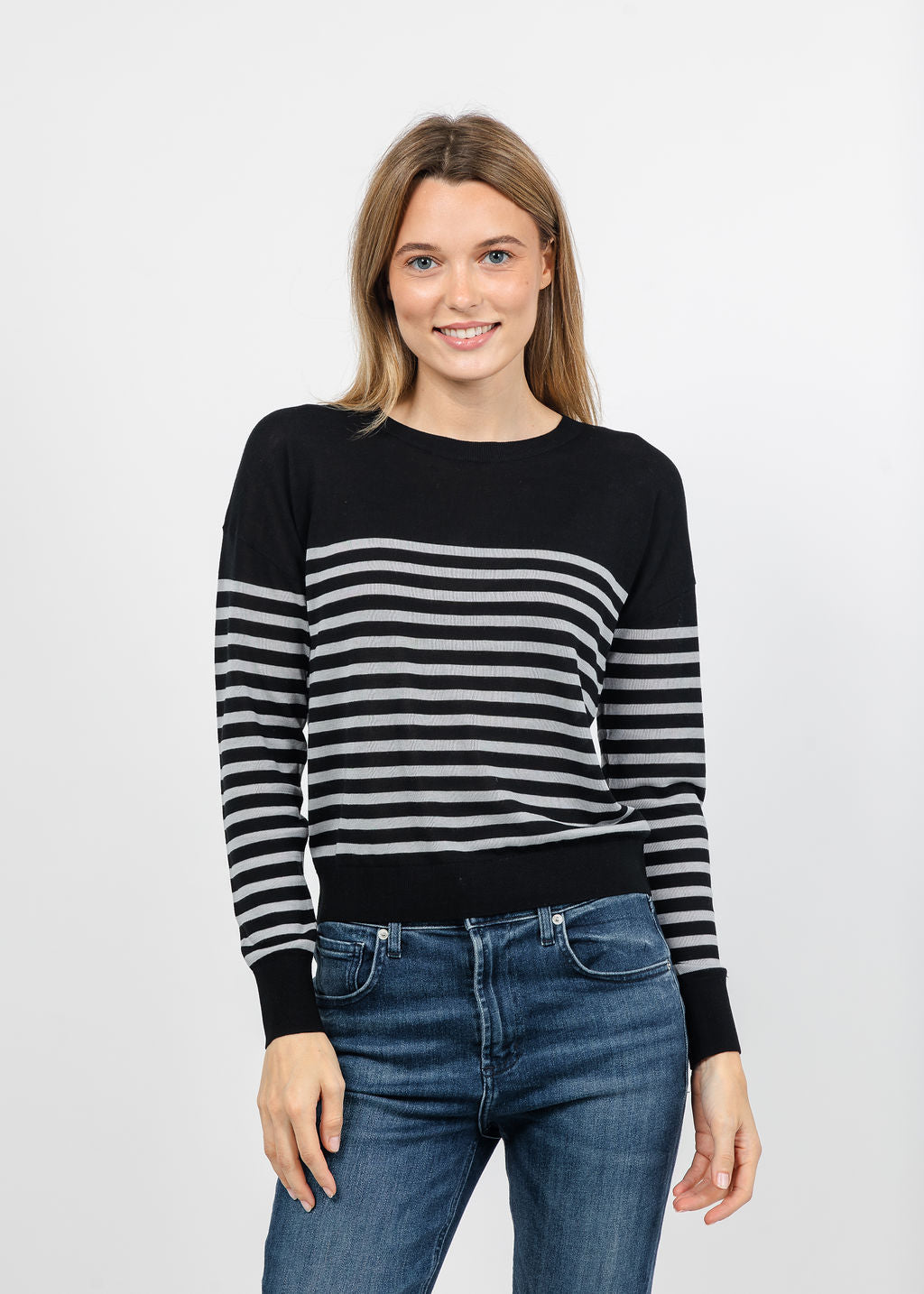 J Society Stripe Long Sleeve Tee in Black/Grey available at Barbara Katz