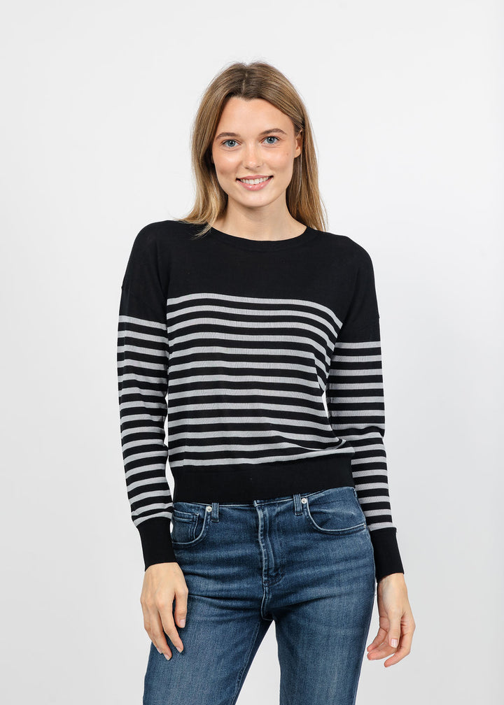 J Society Stripe Long Sleeve Tee in Black/Grey available at Barbara Katz