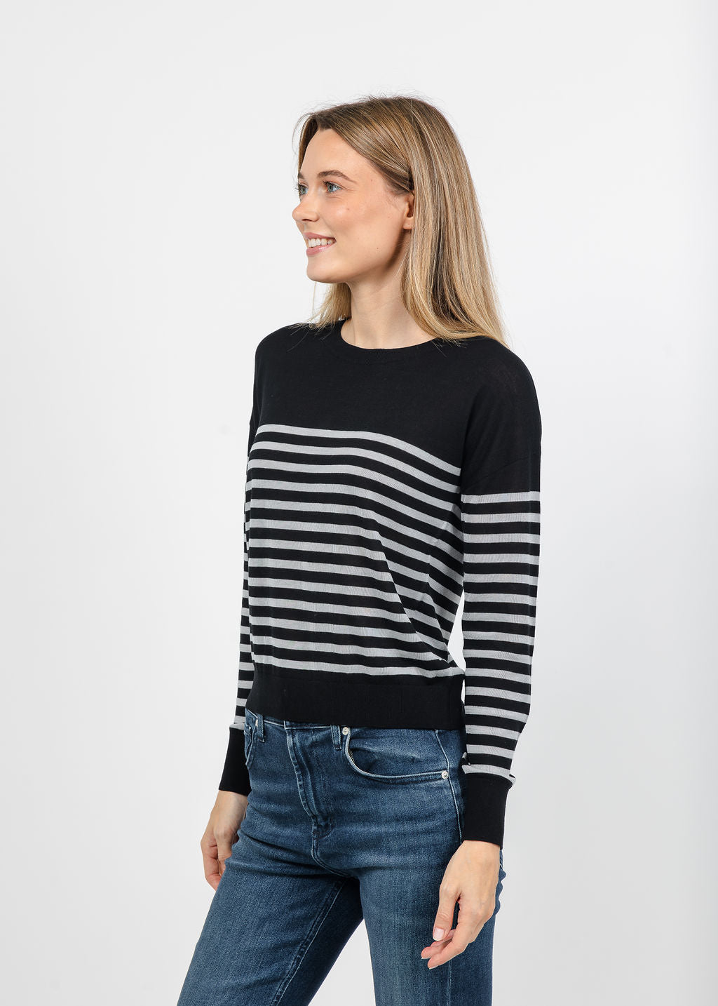 J Society Stripe Long Sleeve Tee in Black/Grey available at Barbara Katz