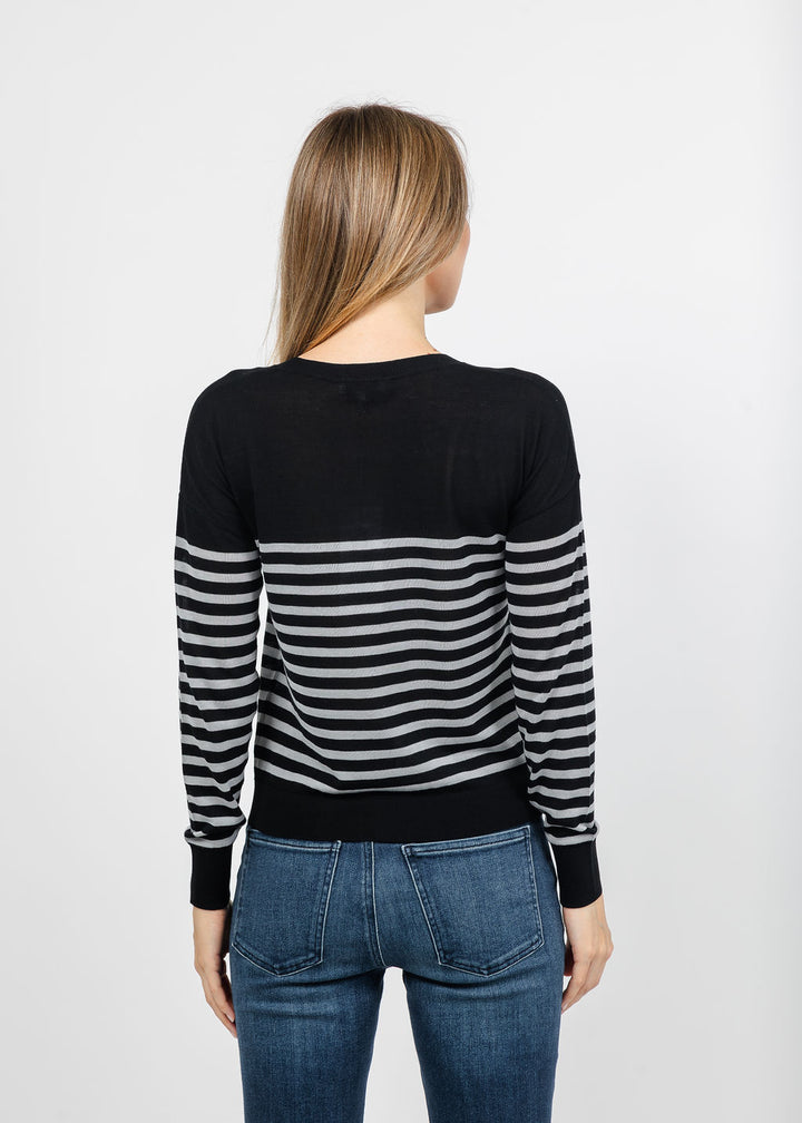 J Society Stripe Long Sleeve Tee in Black/Grey available at Barbara Katz