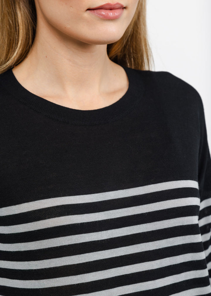 J Society Stripe Long Sleeve Tee in Black/Grey available at Barbara Katz