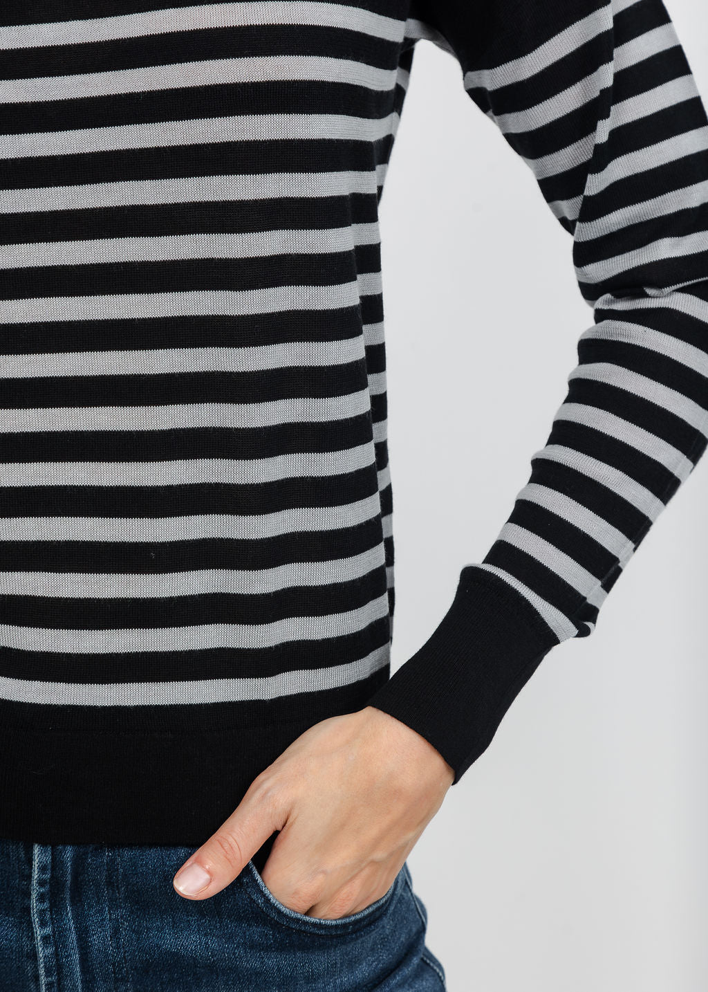 J Society Stripe Long Sleeve Tee in Black/Grey available at Barbara Katz