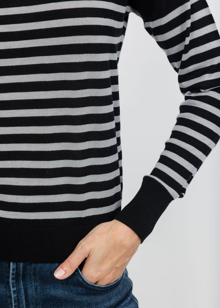 J Society Stripe Long Sleeve Tee in Black/Grey available at Barbara Katz