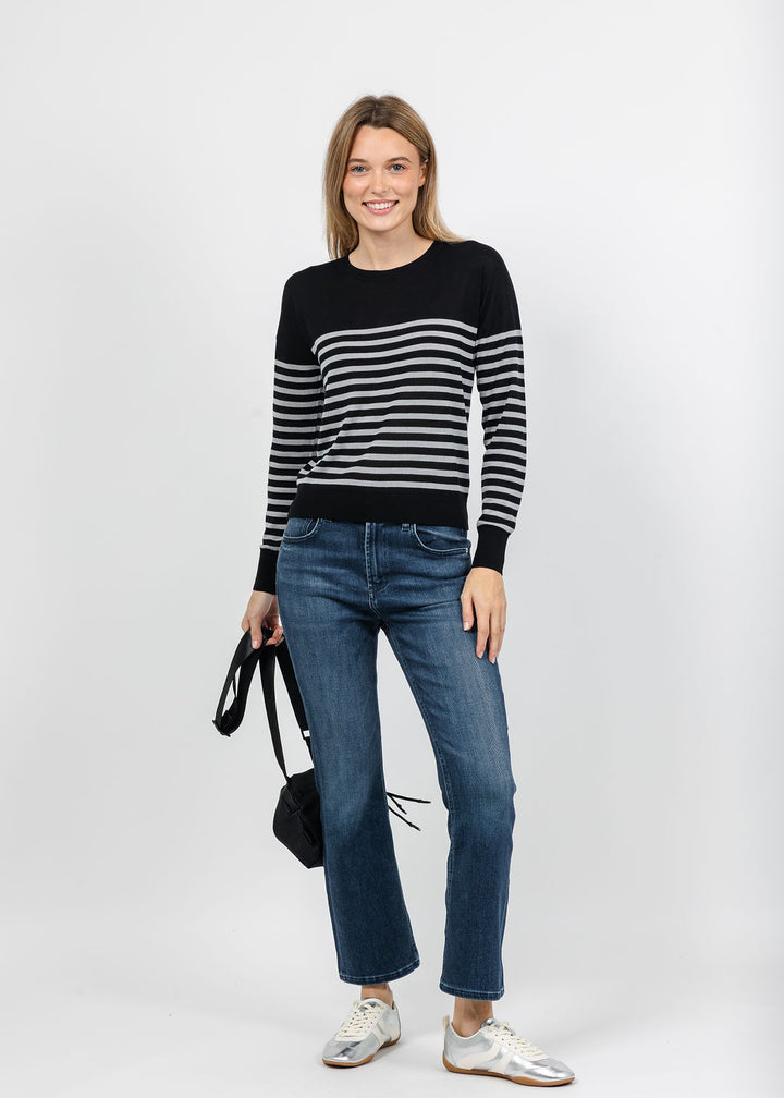J Society Stripe Long Sleeve Tee in Black/Grey available at Barbara Katz