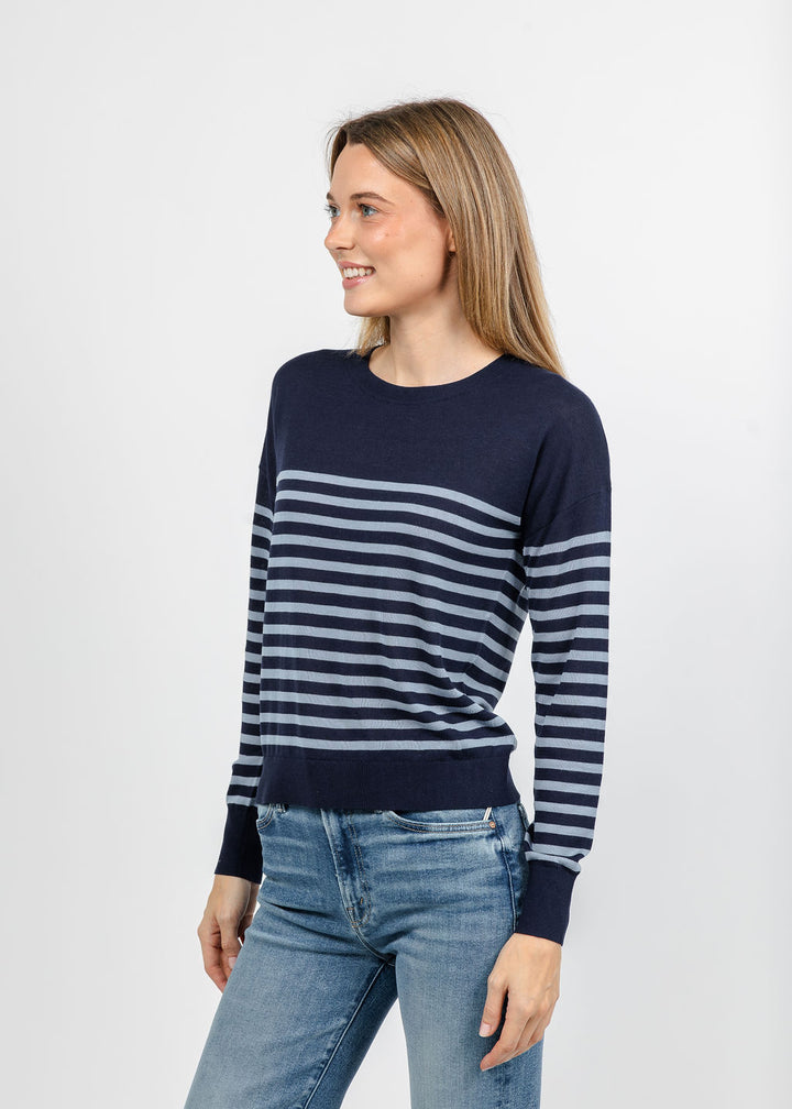 J Society Stripe Long Sleeve Tee in Navy/Blue available at Barbara Katz