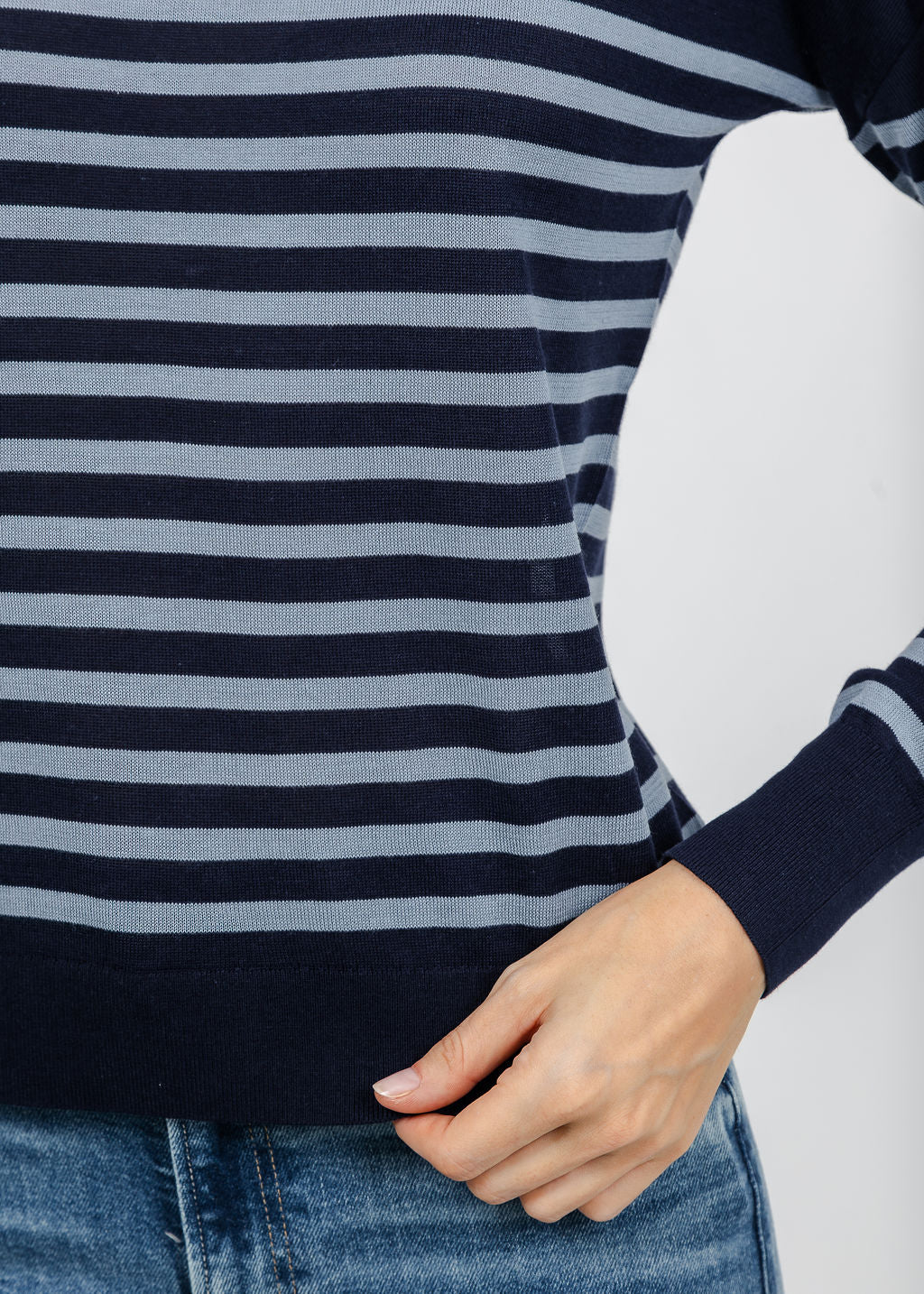 J Society Stripe Long Sleeve Tee in Navy/Blue available at Barbara Katz