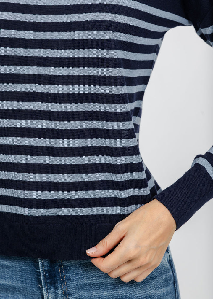 J Society Stripe Long Sleeve Tee in Navy/Blue available at Barbara Katz