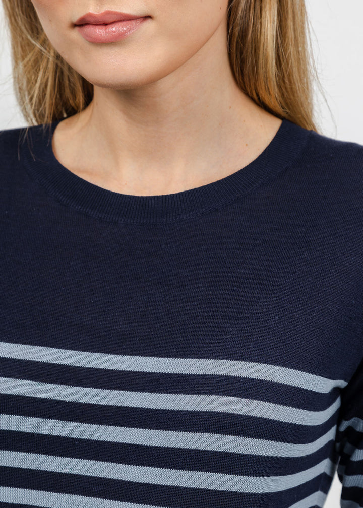 J Society Stripe Long Sleeve Tee in Navy/Blue available at Barbara Katz