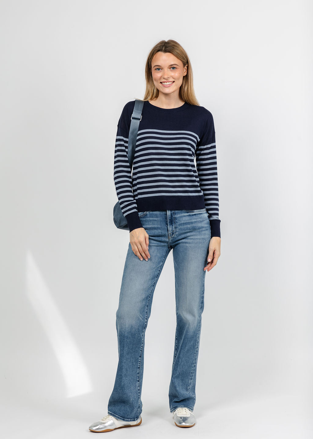 J Society Stripe Long Sleeve Tee in Navy/Blue available at Barbara Katz
