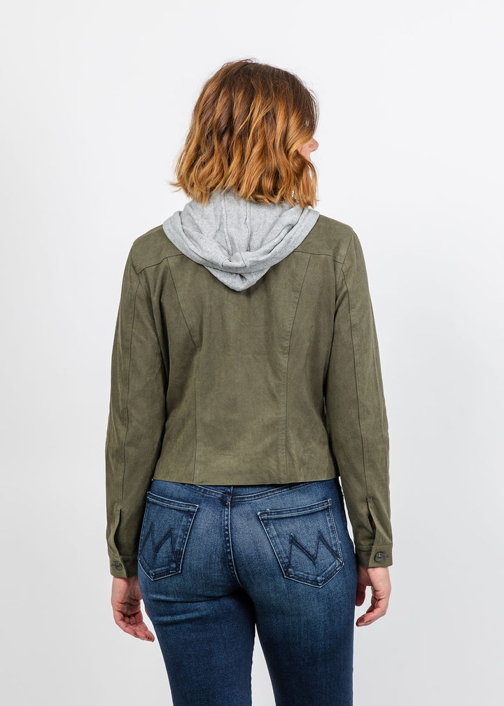 J Society Suede Jacket With Dickey - Military available at Barbara Katz