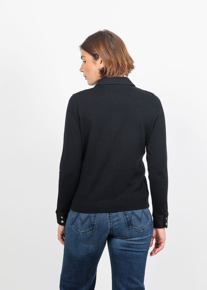 J Society Suede Trim Button Down in Black available at Barbara Katz