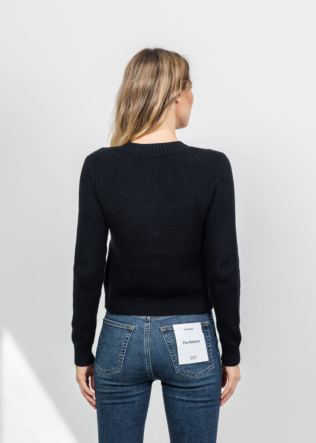 J Society Suede Trim Shaker Cardigan in Black available at Barbara Katz