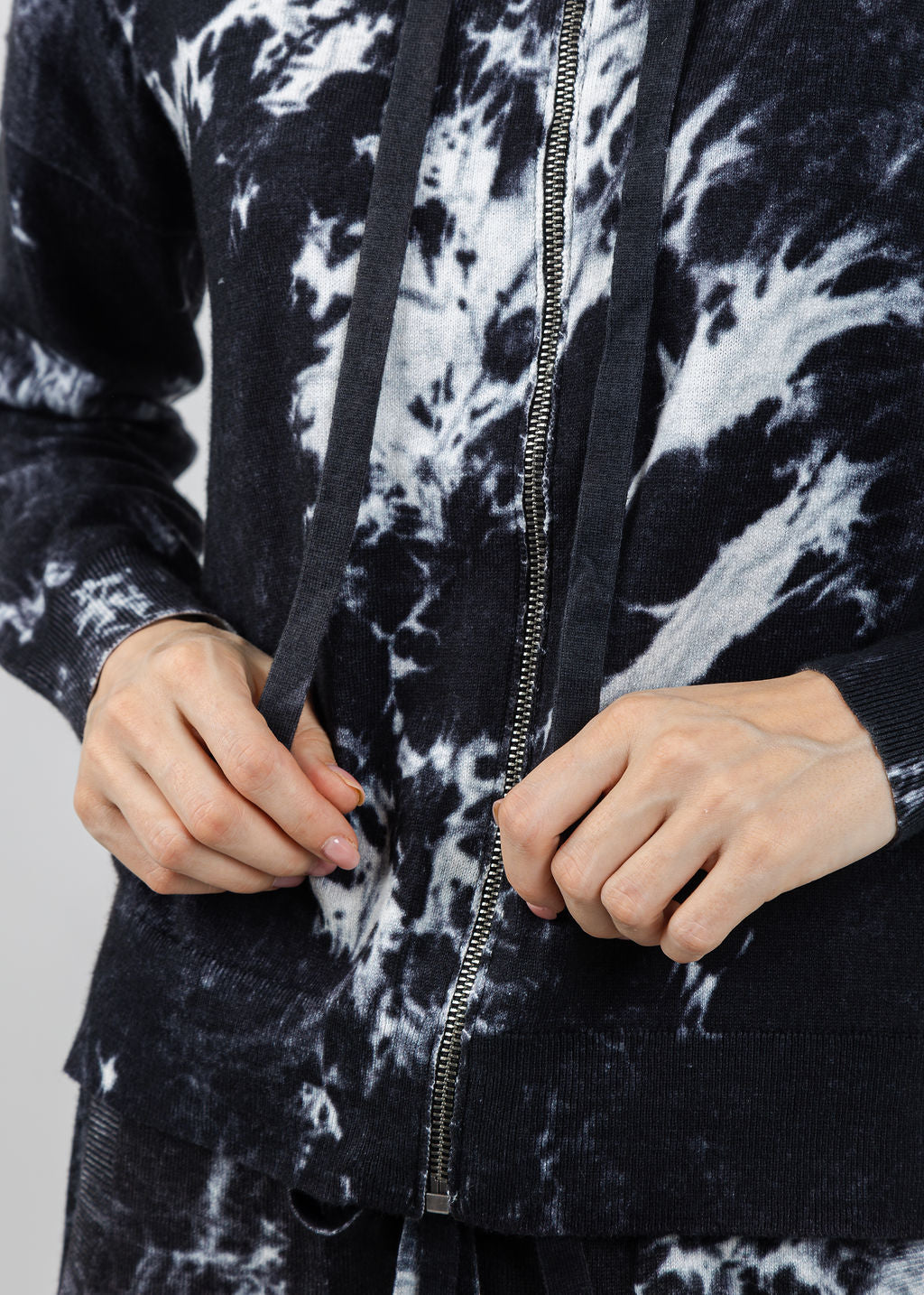 J Society Tie-Dye Zip Up Sweater in Black available at Barbara Katz