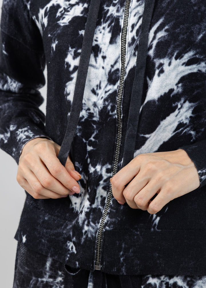 J Society Tie-Dye Zip Up Sweater in Black available at Barbara Katz