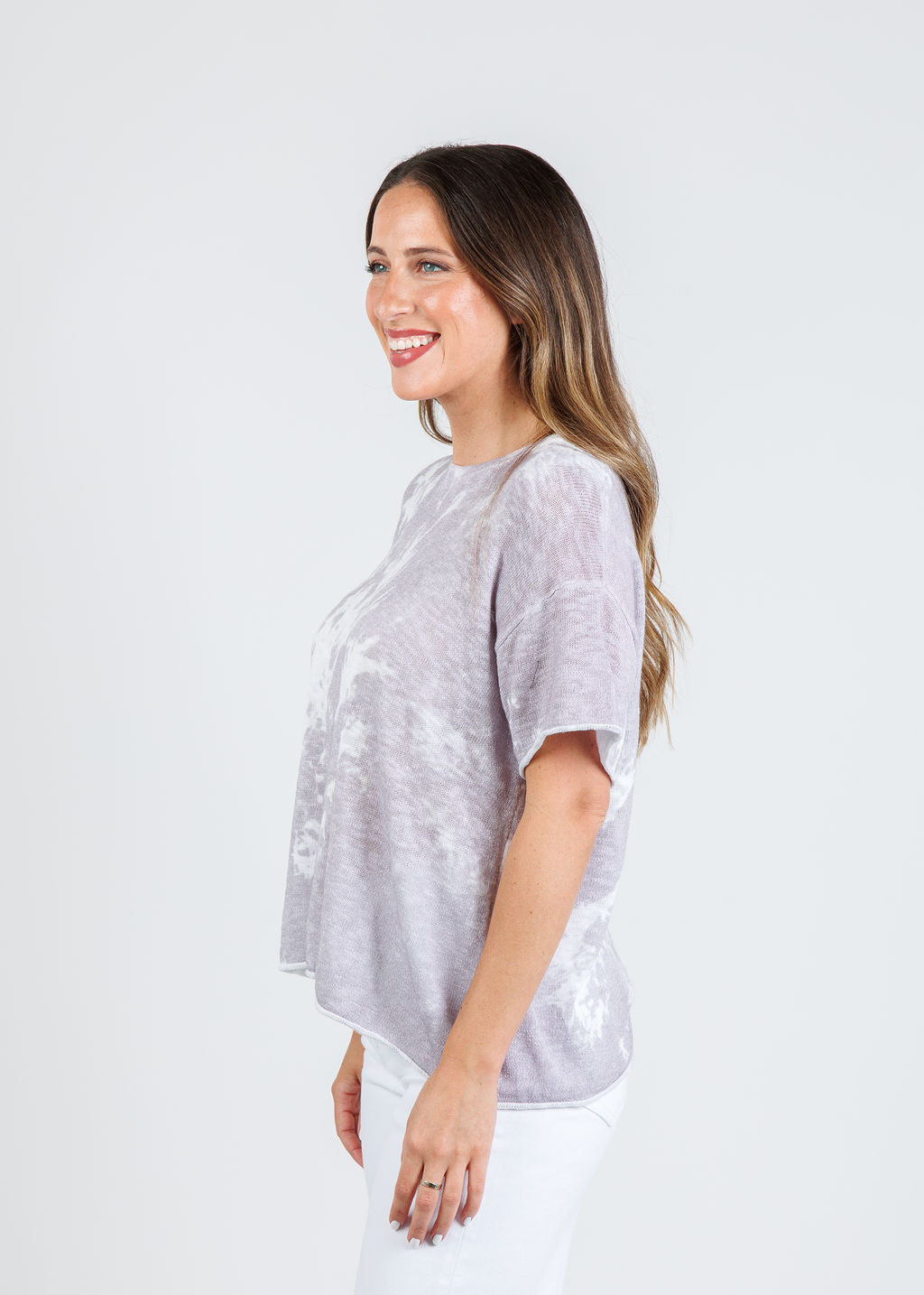 Tie Dye Boxy Short Sleeve Tee - Cloud