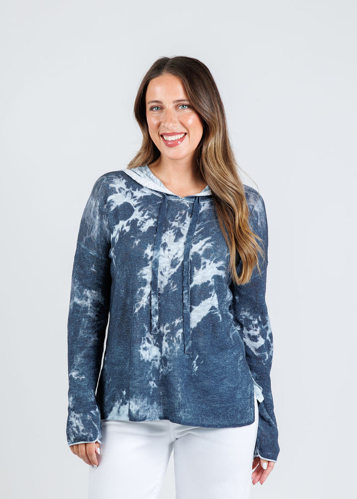 J Society Tie Dye Hoodie in Denim available at Barbara Katz