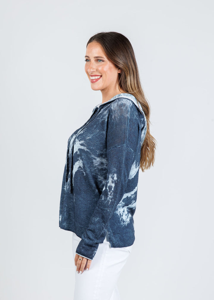 J Society Tie Dye Hoodie in Denim available at Barbara Katz
