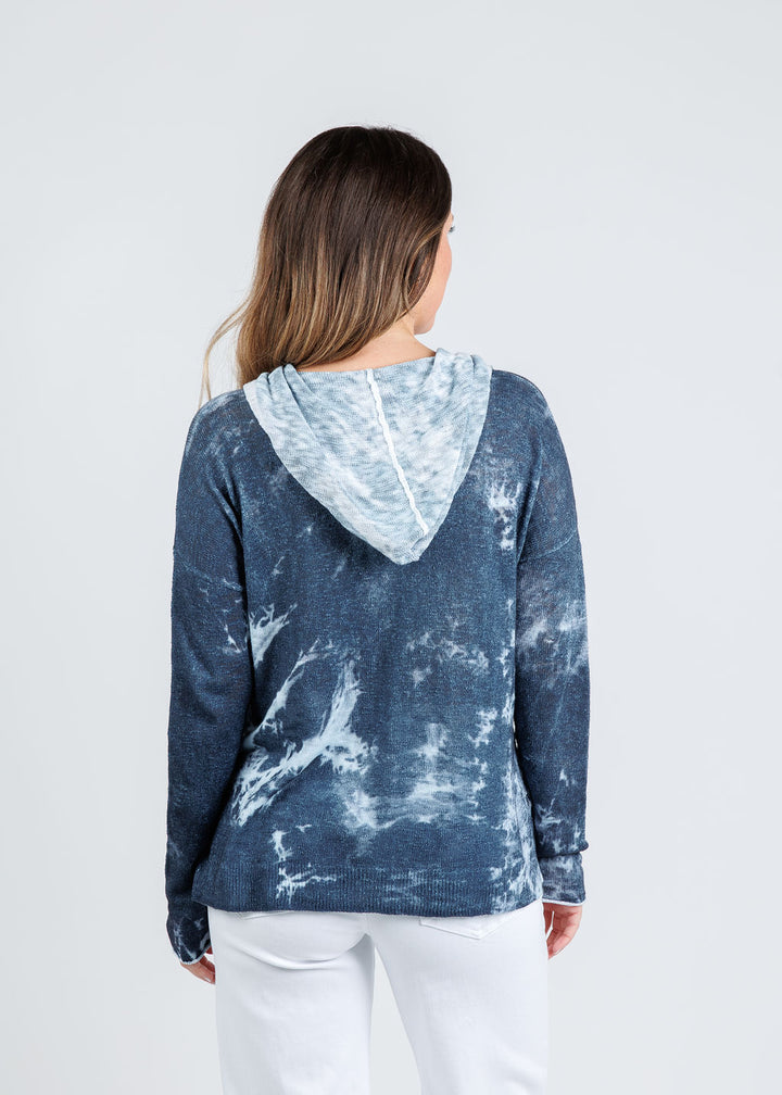 J Society Tie Dye Hoodie in Denim available at Barbara Katz